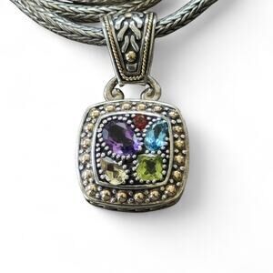 EFFY Silver 18K Gold Accent Multi Gemstone Necklace‎